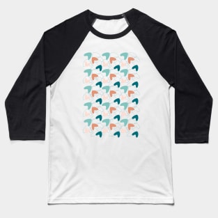 Mid Mod Abstract Pattern Teal, Peach, Dark Salmon Baseball T-Shirt